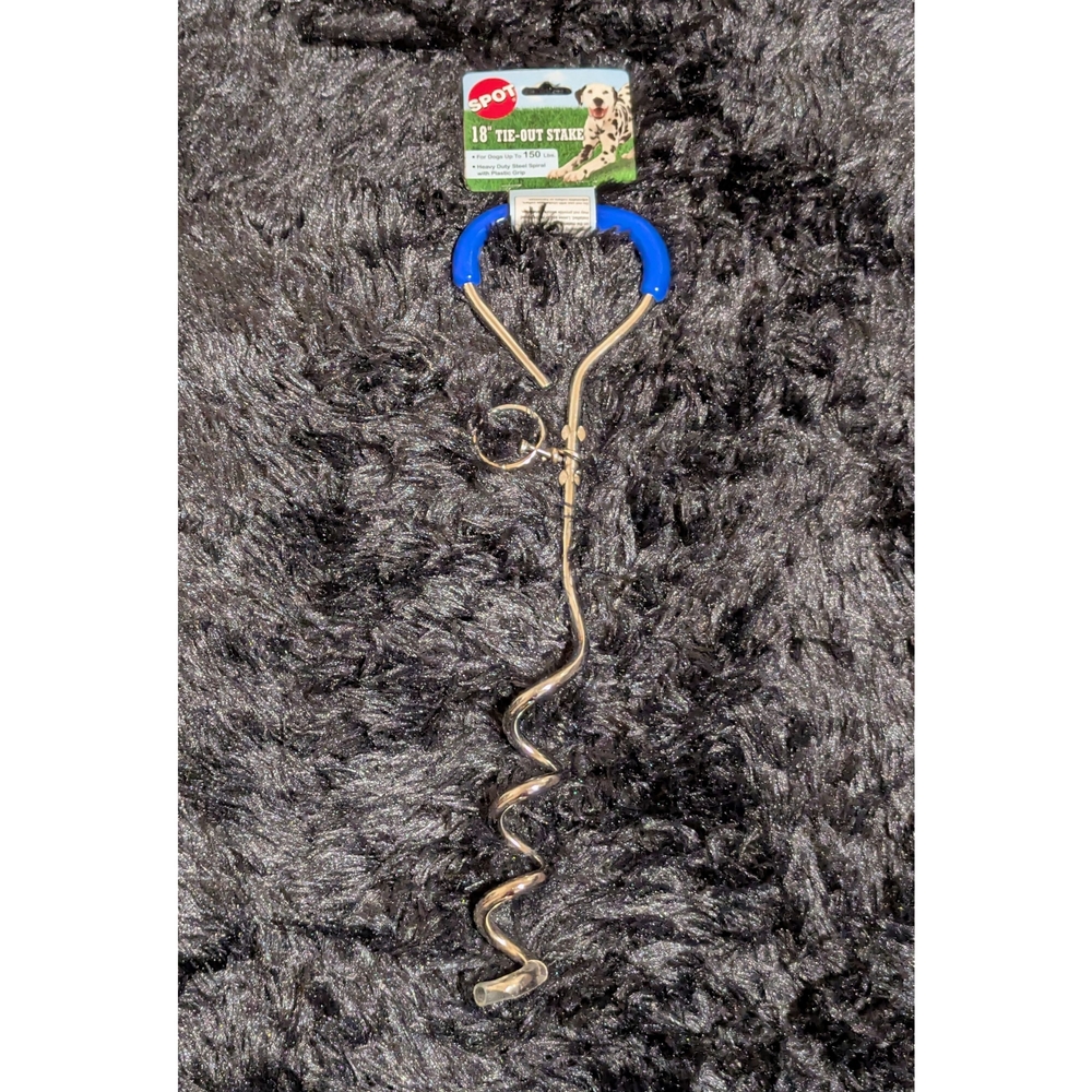 Blue and Silver Tie-Out Stake